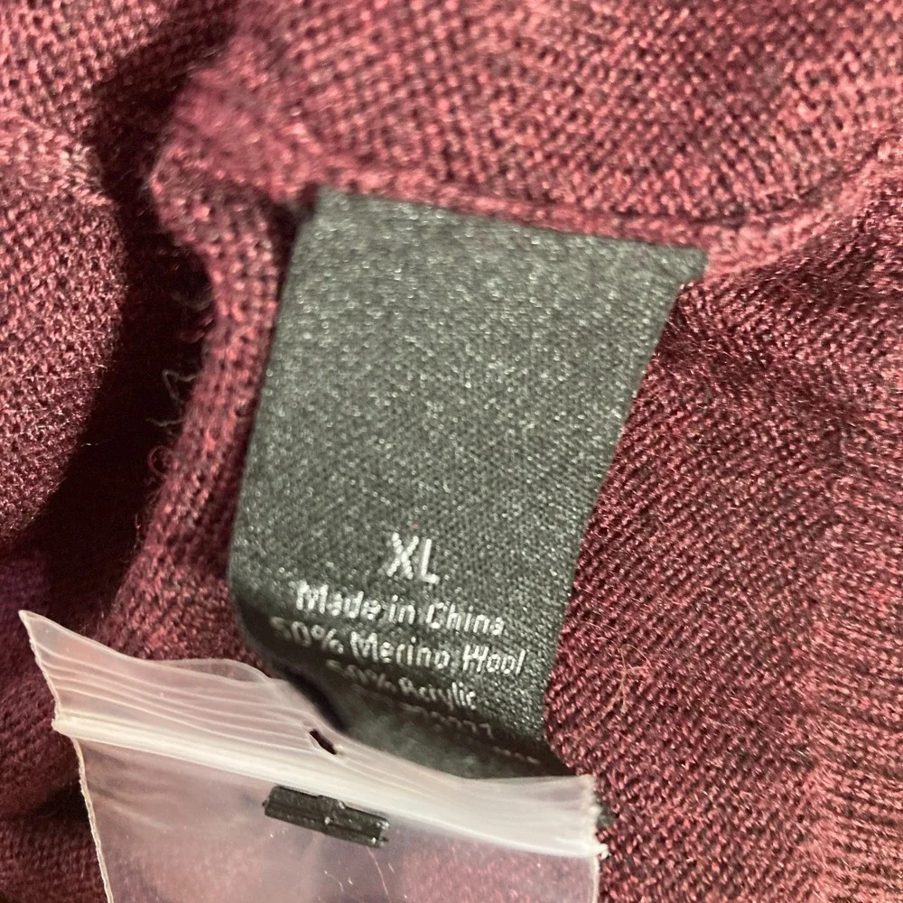 NWOT‎ APT 9 Mens XL Burgundy Merino Wool Blend V Neck Sweater Soft Lightweight
